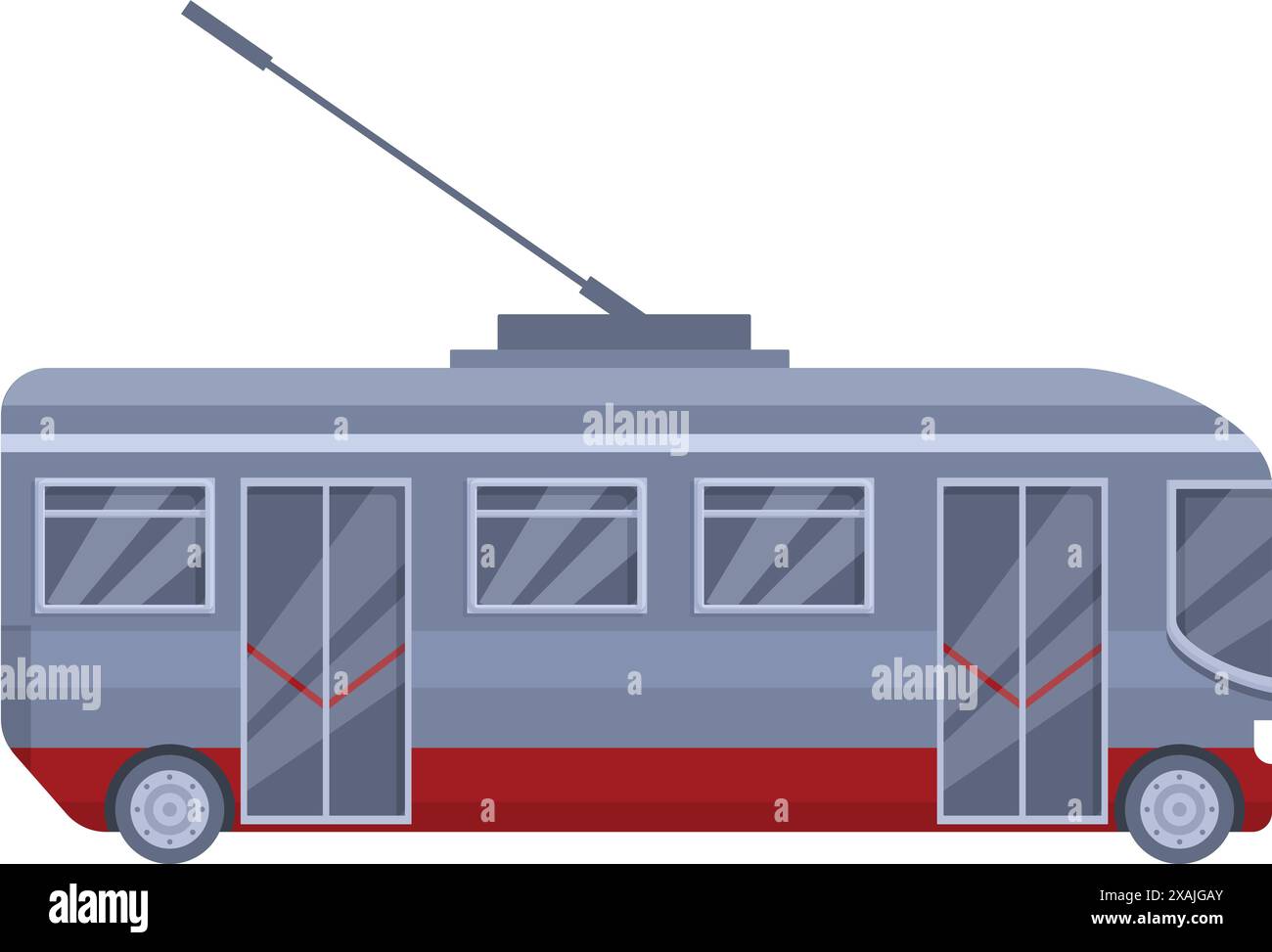 Trolleybus moderne vue latérale véhicule de transport en commun avec portes ouvertes Illustration de Vecteur