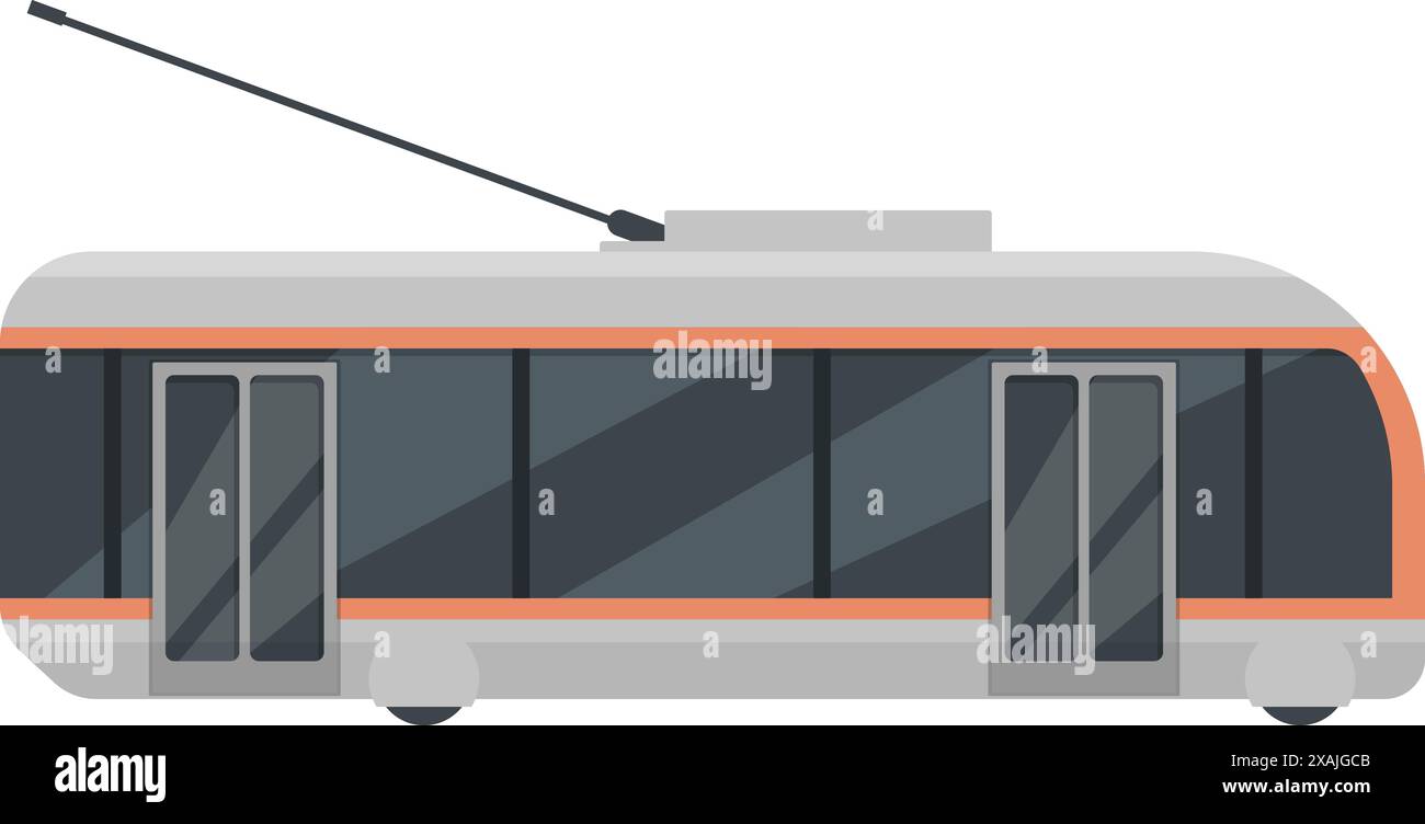 Cette illustration colorée montre un trolleybus conduisant dans une rue de la ville Illustration de Vecteur