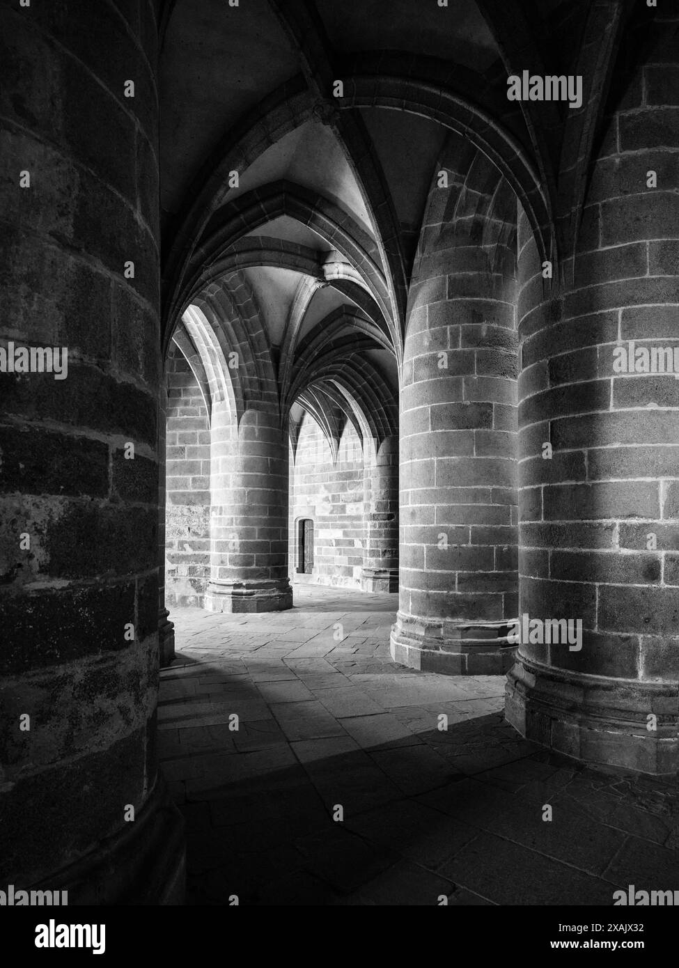 Monastère au Mont Saint Michel, France Banque D'Images