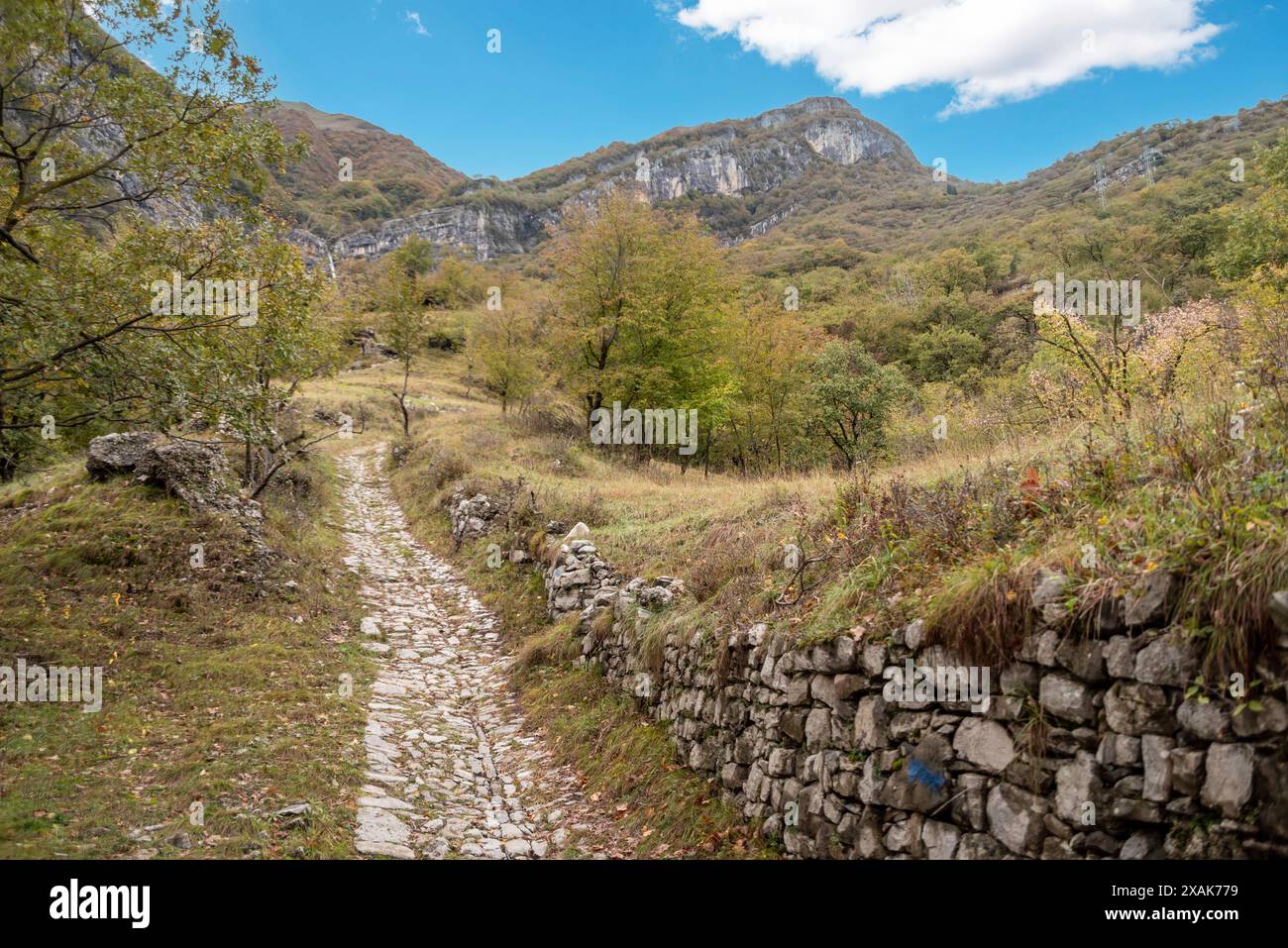 Randonnée sur une montagne au lac de Côme près de Tremezzo, Italie Banque D'Images