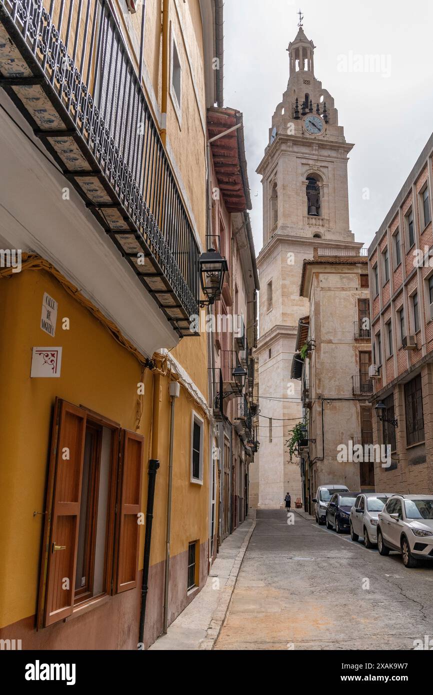 Europe, Espagne, Province de Valence, Xativa, vue de la Basilique Collegiata de Santa Maria de Xativa Banque D'Images