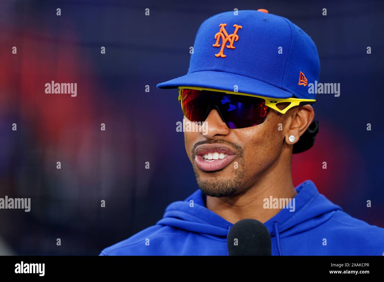 Francisco Lindor des New York mets lors d'une journée d'entraînement avant le match des séries MLB London Series au London Stadium, à Londres. Date de la photo : vendredi 7 juin 2024. Banque D'Images