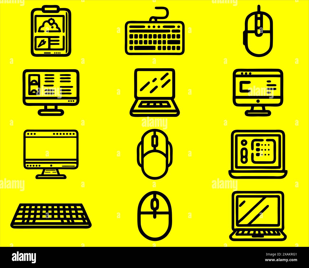 Collection de diverses icônes Desktop Thing en noir Illustration de Vecteur