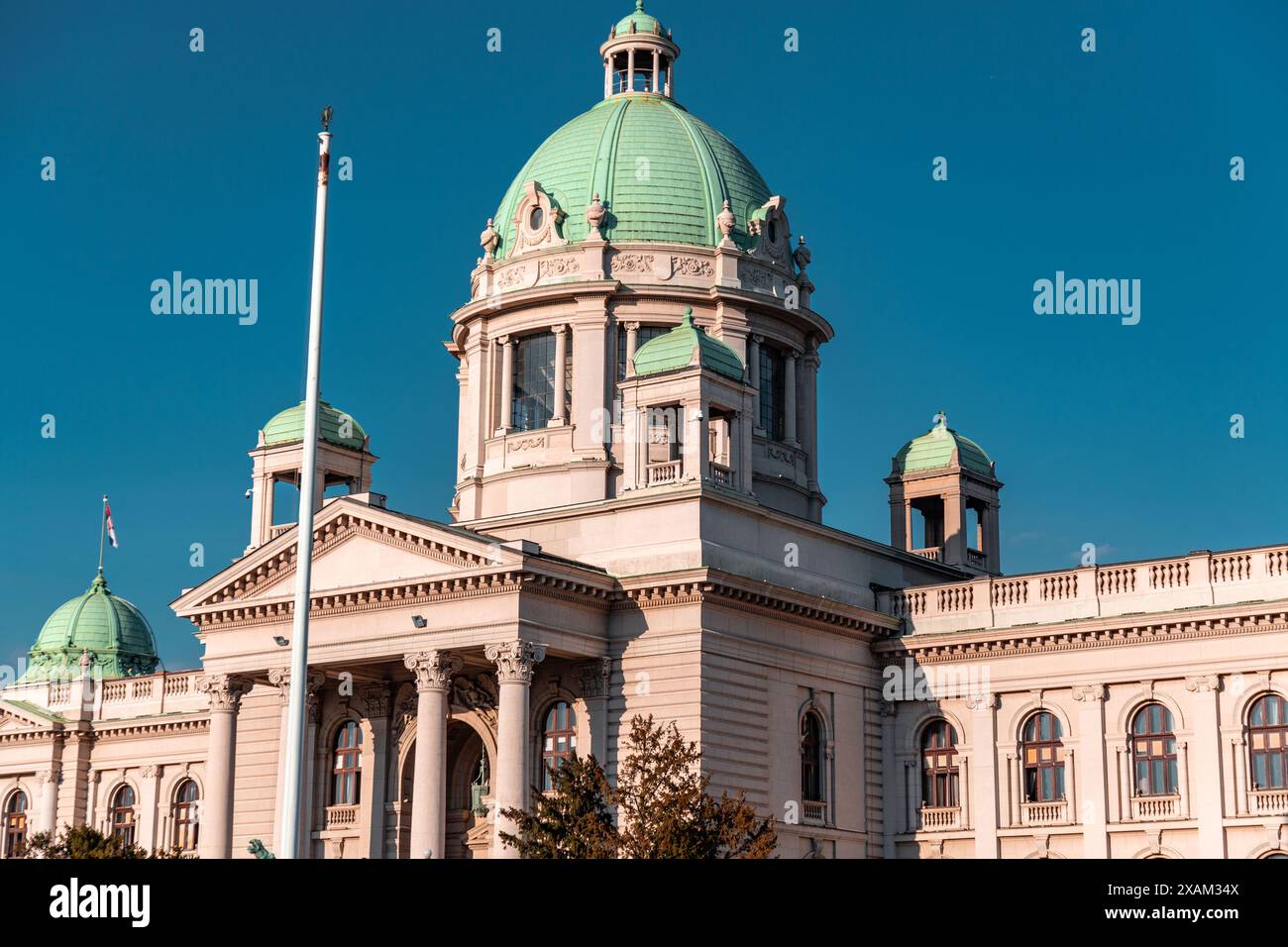 La Chambre de l'Assemblée nationale de la République de Serbie sur la place Nikola Pasic dans le centre de Belgrade. Banque D'Images
