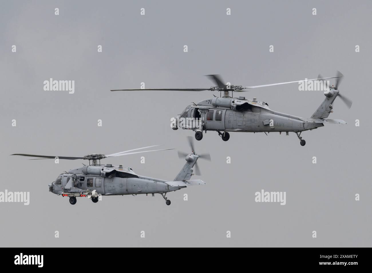 Une paire de Sikorsky SH-60/MH-60 Seahawk «Sea Hawk» de la marine américaine, lors de la rencontre des tigres de l'OTAN à Schleswig AB, Jagel, Allemagne, le 7 juin 2024 (photo de Cody Froggatt/News images) Banque D'Images