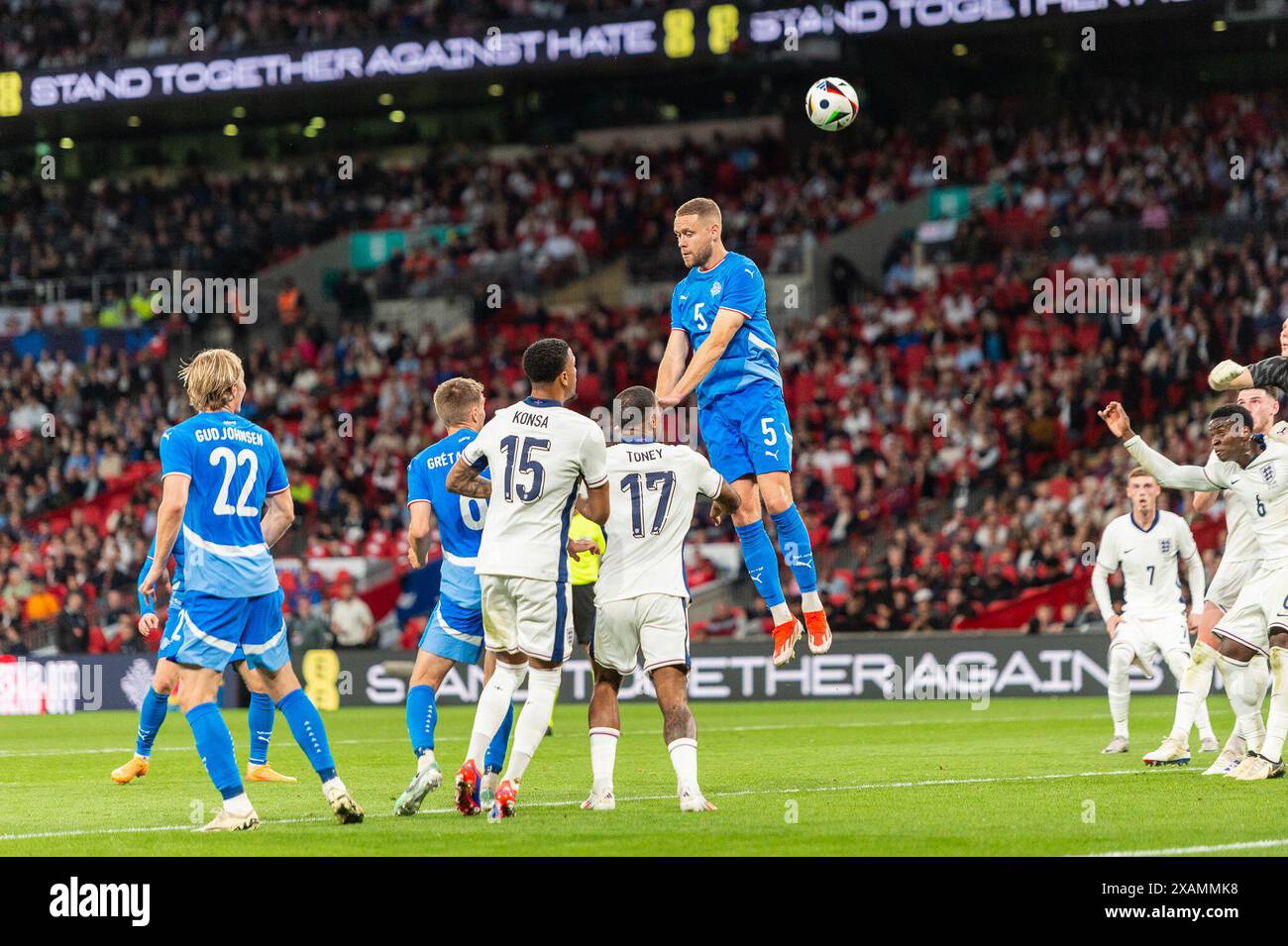 Action de Goalmouth lors du match international entre l'Angleterre et l'Islande au stade de Wembley, Londres, Angleterre le 7 juin 2024. Photo de Grant Winter. Utilisation éditoriale uniquement, licence requise pour une utilisation commerciale. Aucune utilisation dans les Paris, les jeux ou les publications d'un club/ligue/joueur. Crédit : UK Sports pics Ltd/Alamy Live News Banque D'Images