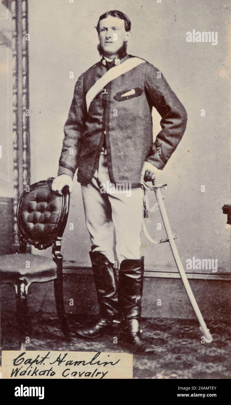 Capitaine Hamlin, cavalerie de Waikato, vers 1860. Banque D'Images