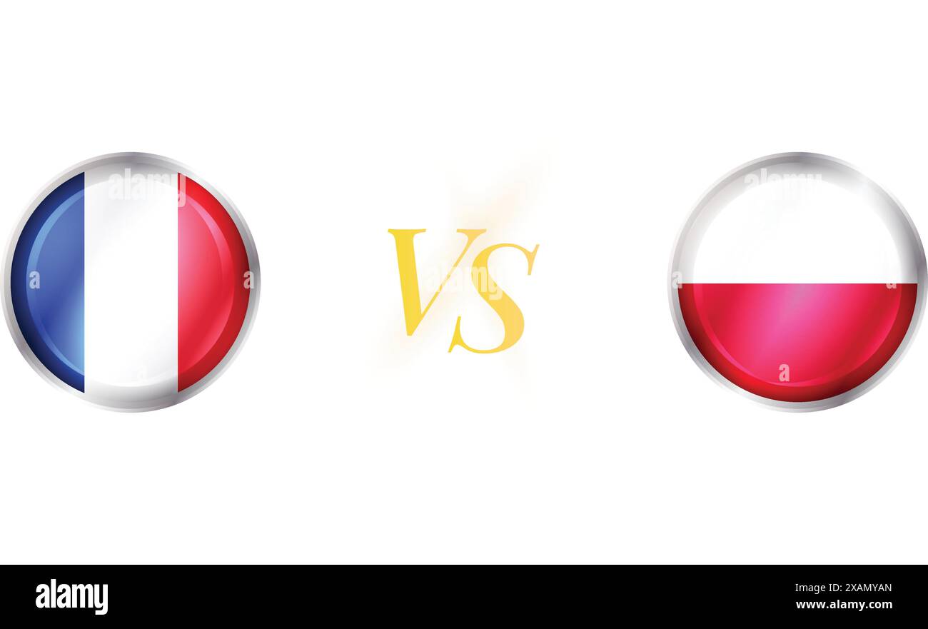 France vs Pologne concept de match avec drapeau rond Illustration de Vecteur