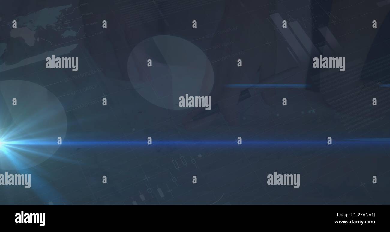 Image du traitement des données financières sur divers hommes d'affaires dans le bureau, espace de copie Banque D'Images