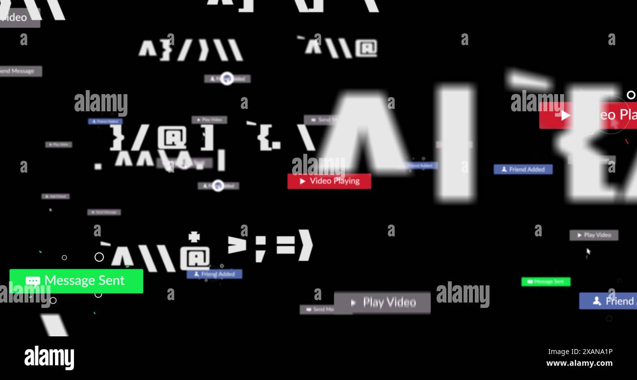 Illustration des icônes de support sur fond noir Banque D'Images