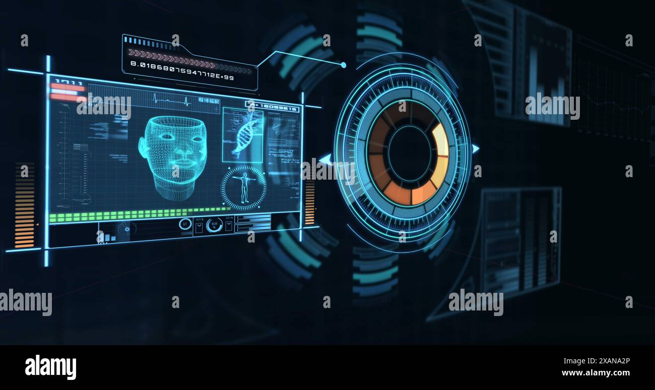 Image du code qr sur l'interface numérique, espace de copie Banque D'Images