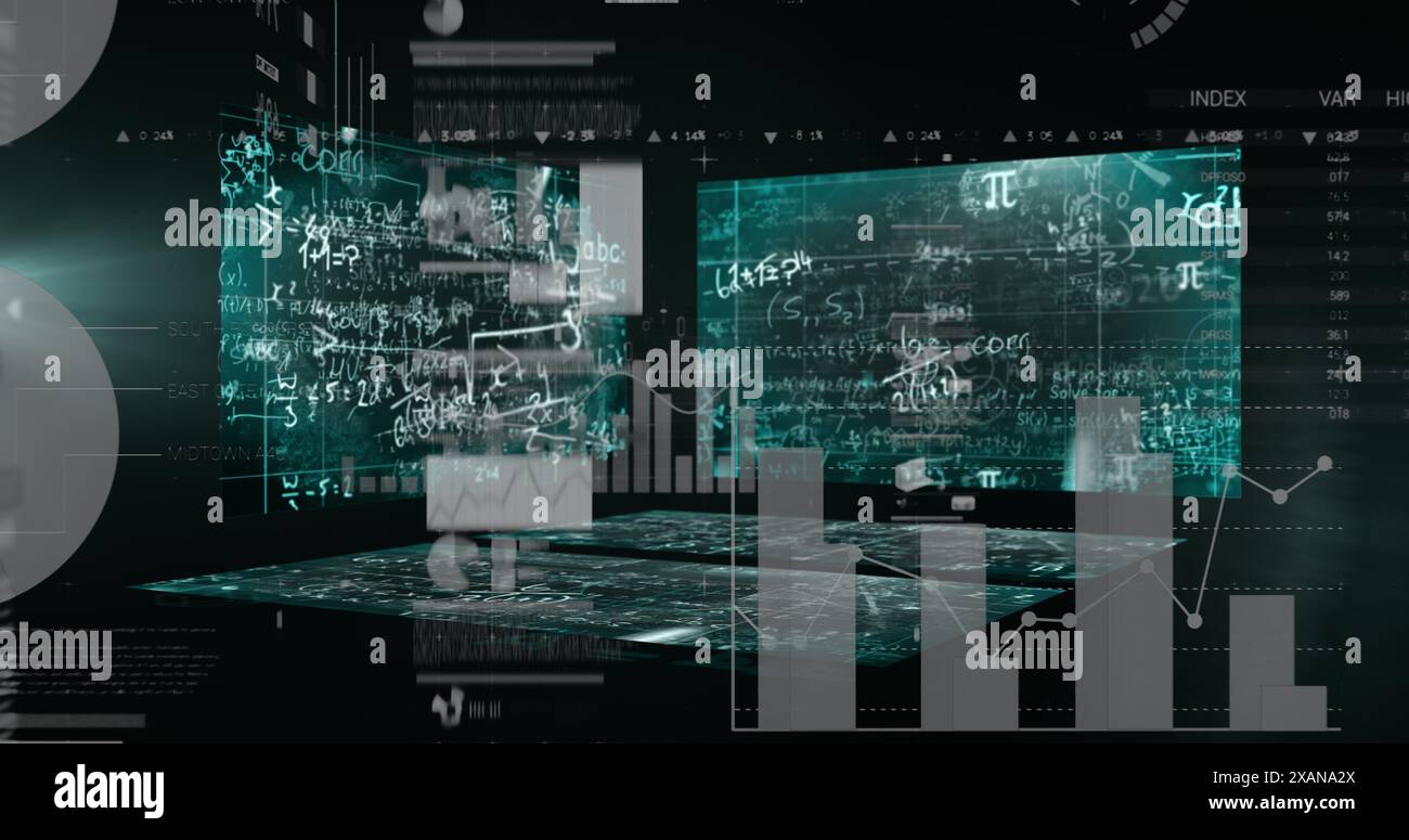 Image du traitement des données sur fond noir Banque D'Images