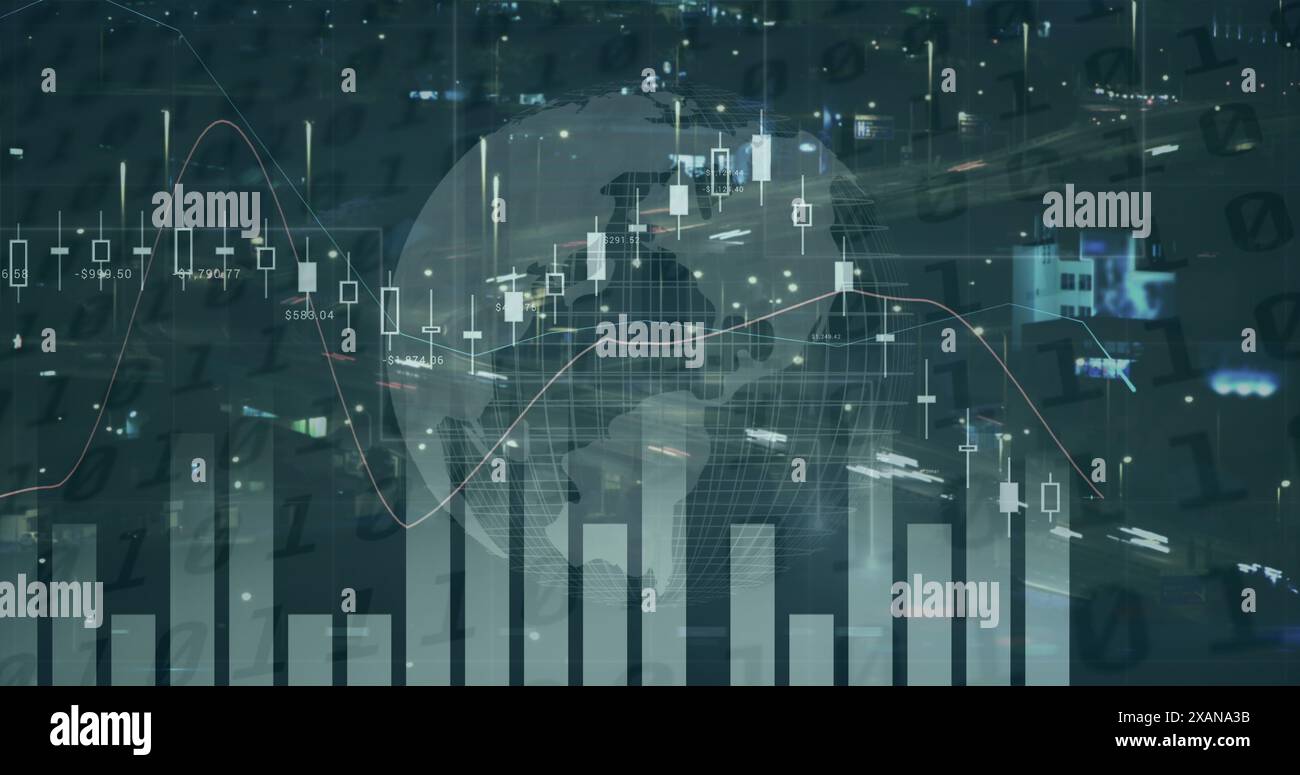 Image du traitement des données financières sur CityScape Banque D'Images