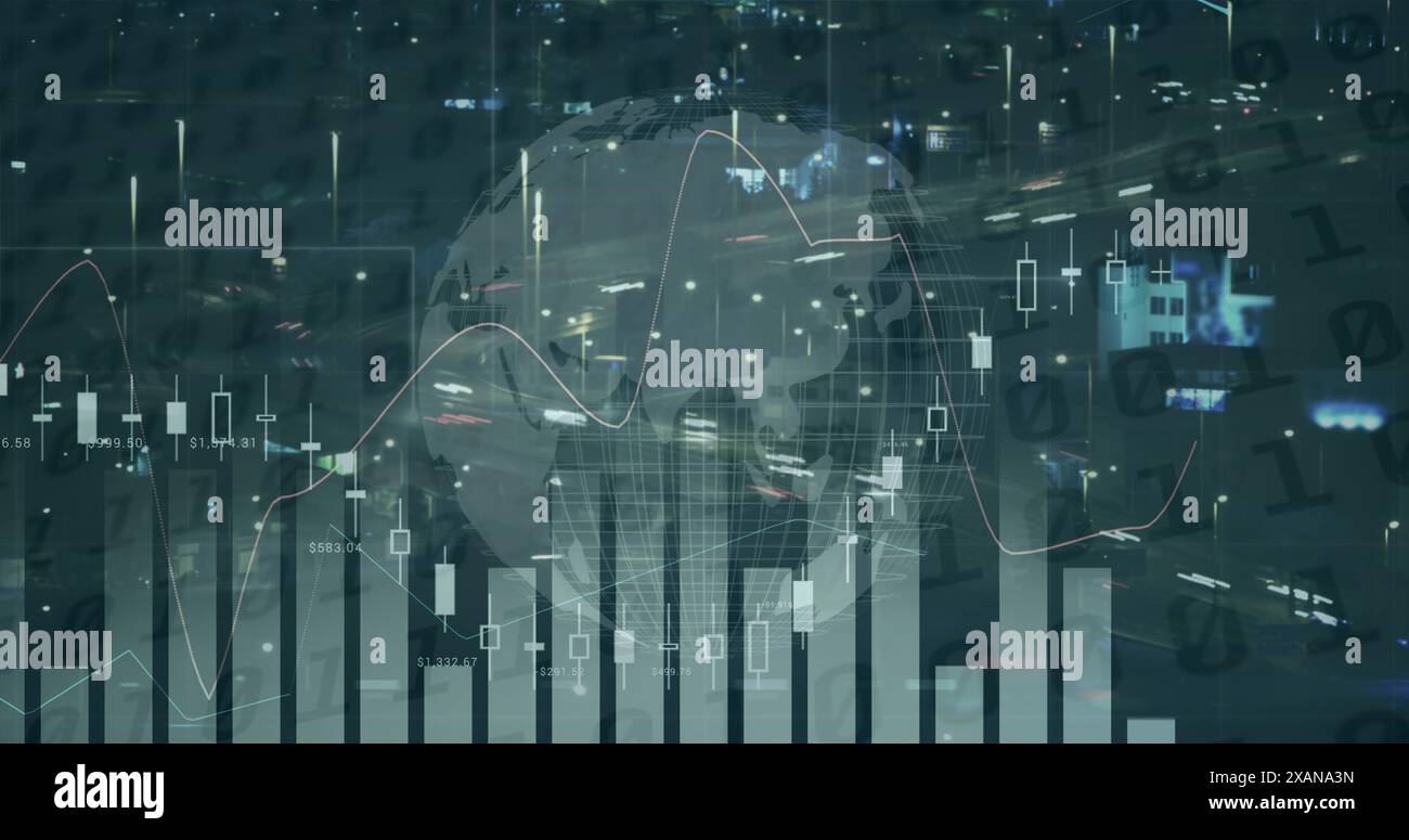 Image du traitement des données financières sur CityScape Banque D'Images