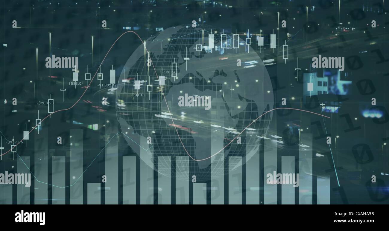 Image du traitement des données financières sur CityScape Banque D'Images