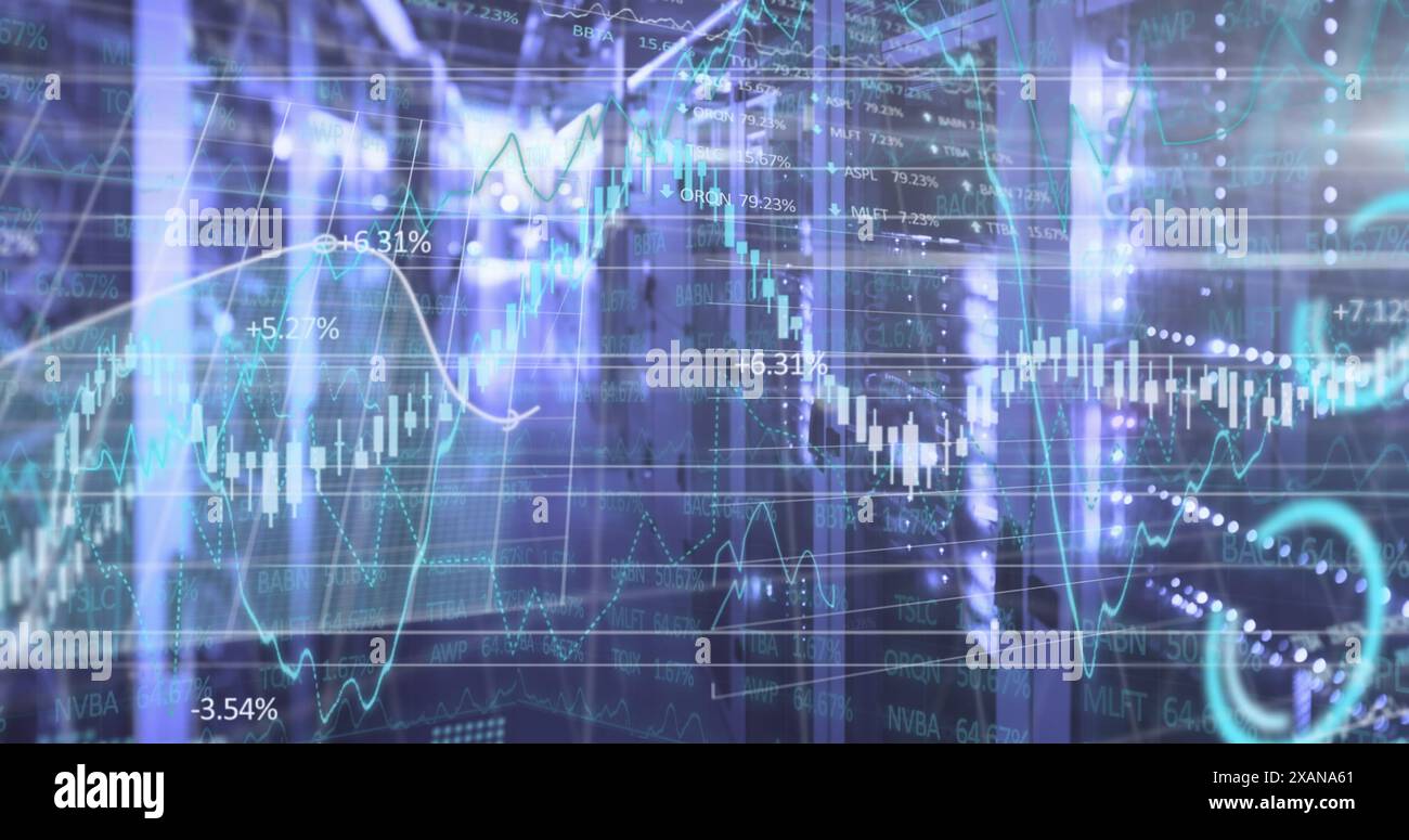 Image des graphiques financiers sur les serveurs Banque D'Images