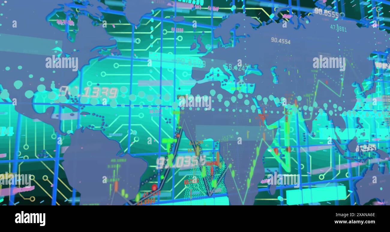 Image des nombres, des marqueurs et du traitement des données sur la grille Banque D'Images