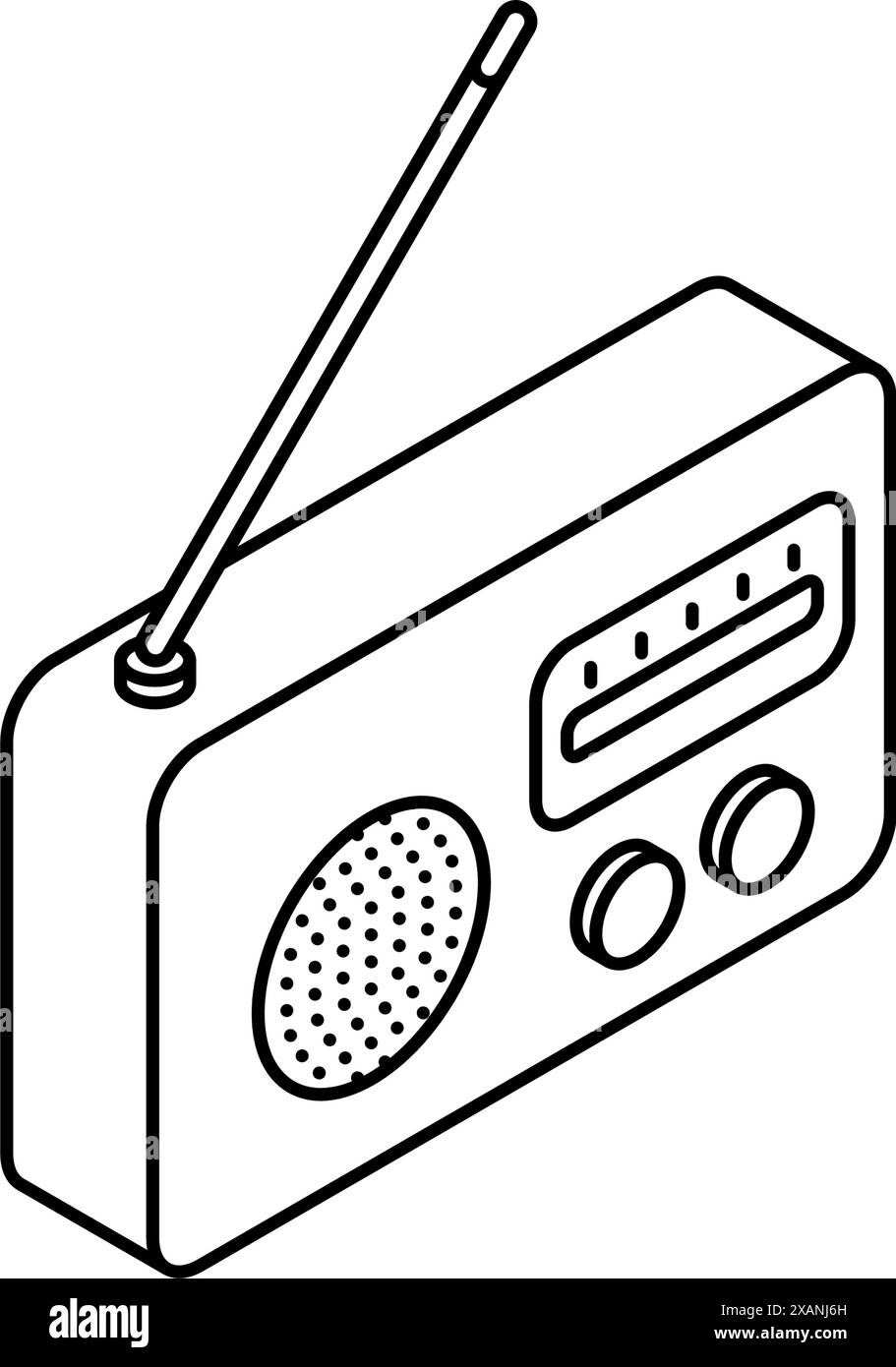 Dessin simple du kit d'urgence, radio portable, illustration isométrique, illustration vectorielle Illustration de Vecteur