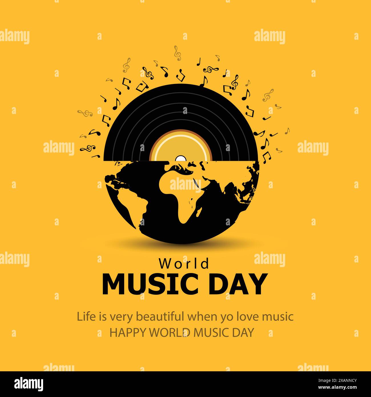 happy world music day et instruments de musique sur fond bleu. dessin vectoriel Illustration de Vecteur