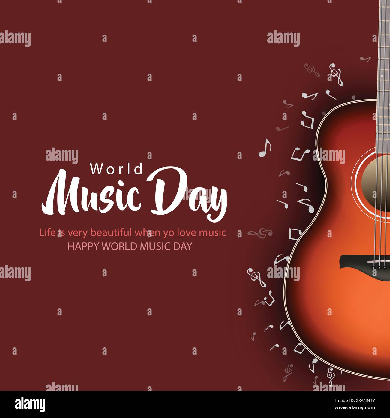 happy world music day et instruments de musique sur fond bleu. dessin vectoriel Illustration de Vecteur