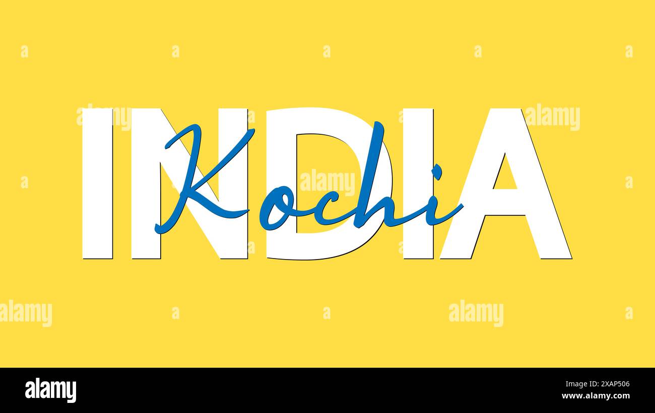 Kochi en Inde concept de calligraphie vecteur illustration. Kochi est la plus grande ville de l'État indien du Kerala. Illustration de Vecteur