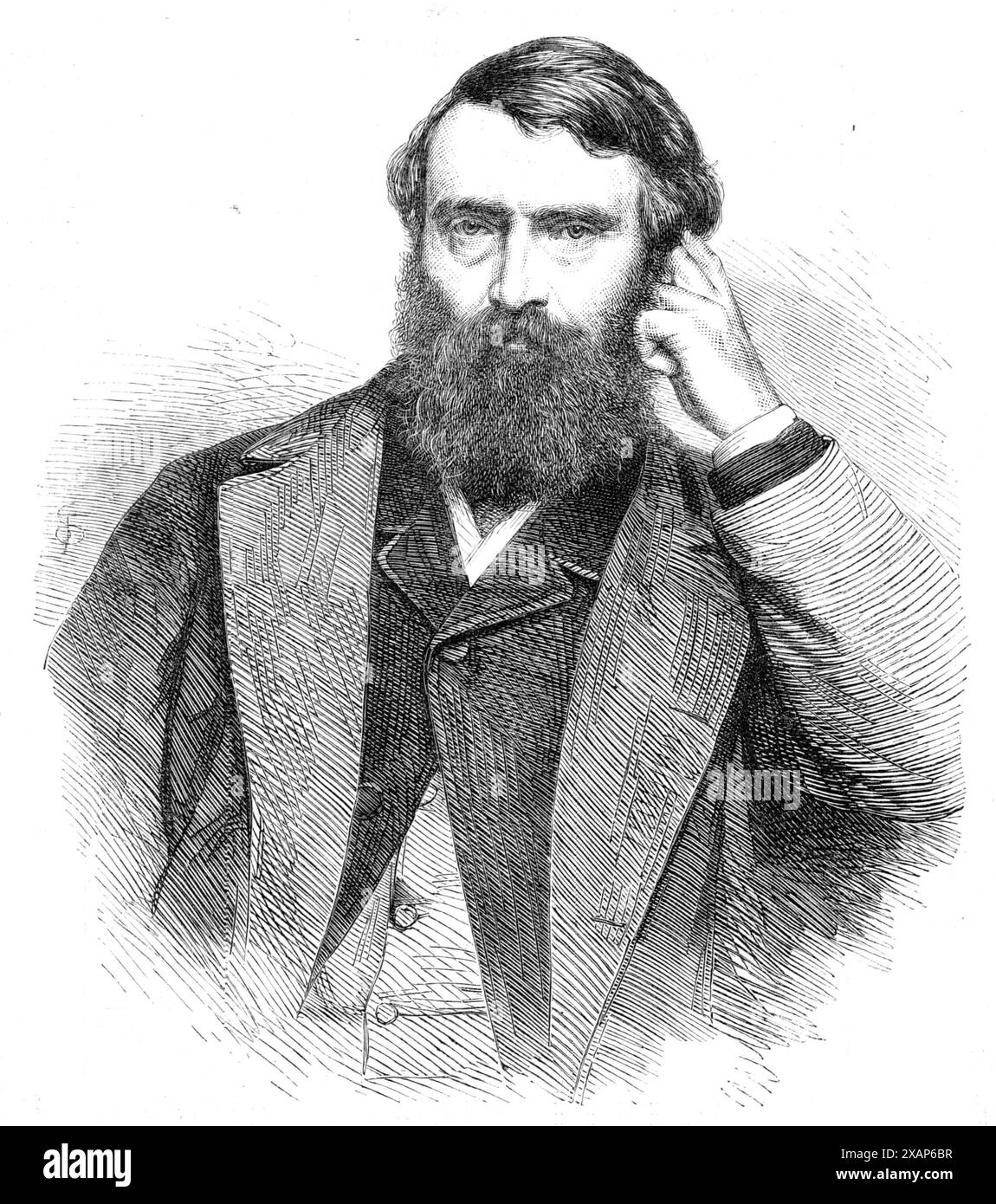 M.R. David Masson, Professeur de rhétorique et belles lettres à l'Université d'Édimbourg, 1865. Gravure d'après une photographie de Messrs J. et C. Watkins. David Masson... avait à peine vingt ans quand il a entrepris la rédaction d'un journal provincial, qu'il quitta en 1844, venant à Londres avec l'intention d'utiliser librement sa plume comme écrivain indépendant... ses écrits consistent pour la plupart en essais critiques, dont certains des meilleurs ont fait leur première apparition dans la North British Review, la British Quarterly Review, et Macmillan's Magazine... il a fait une étude spéciale de Banque D'Images