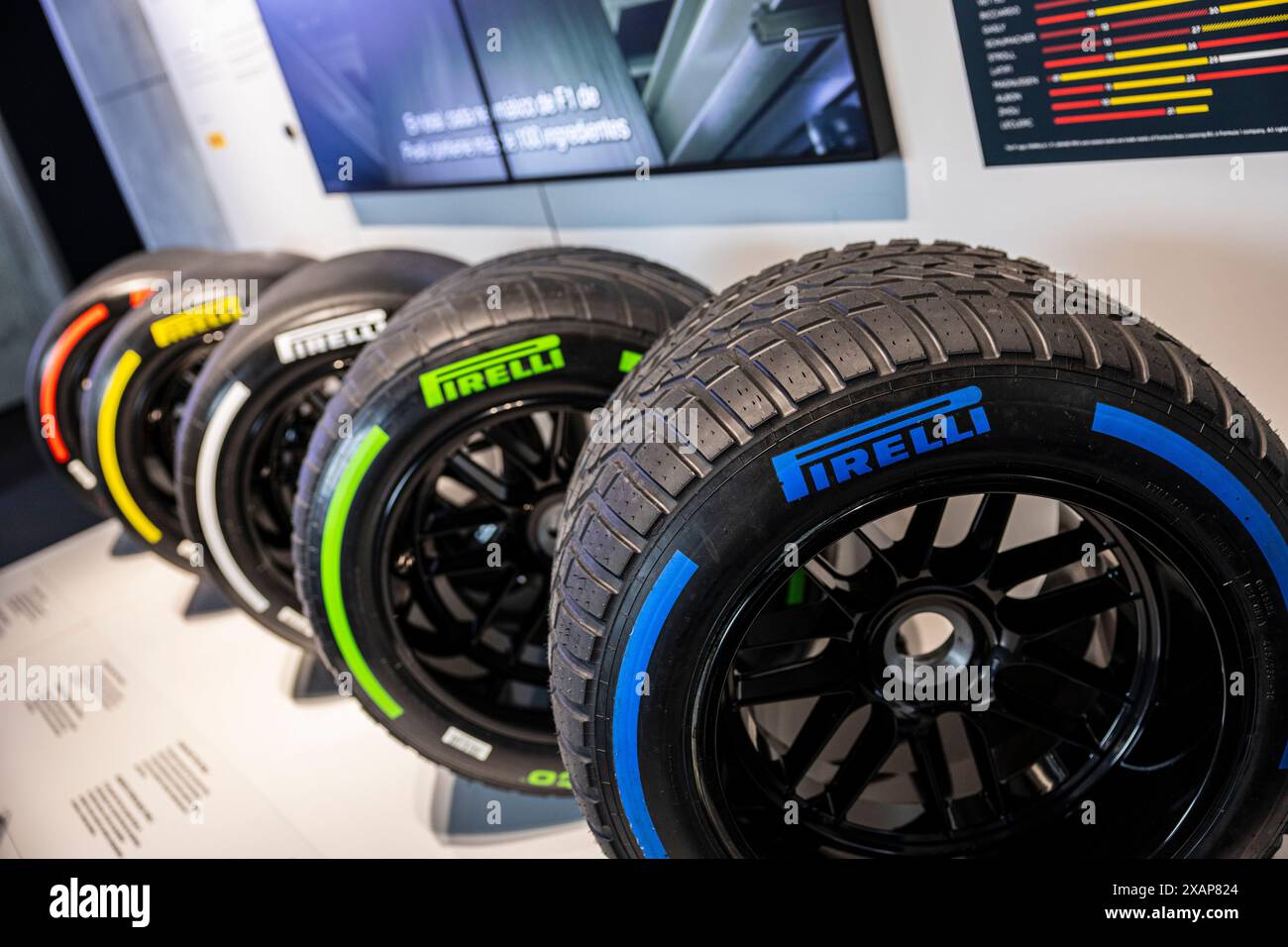 Madrid, Espagne - 13 mai 2023 : pneus Pirelli F1 Banque D'Images