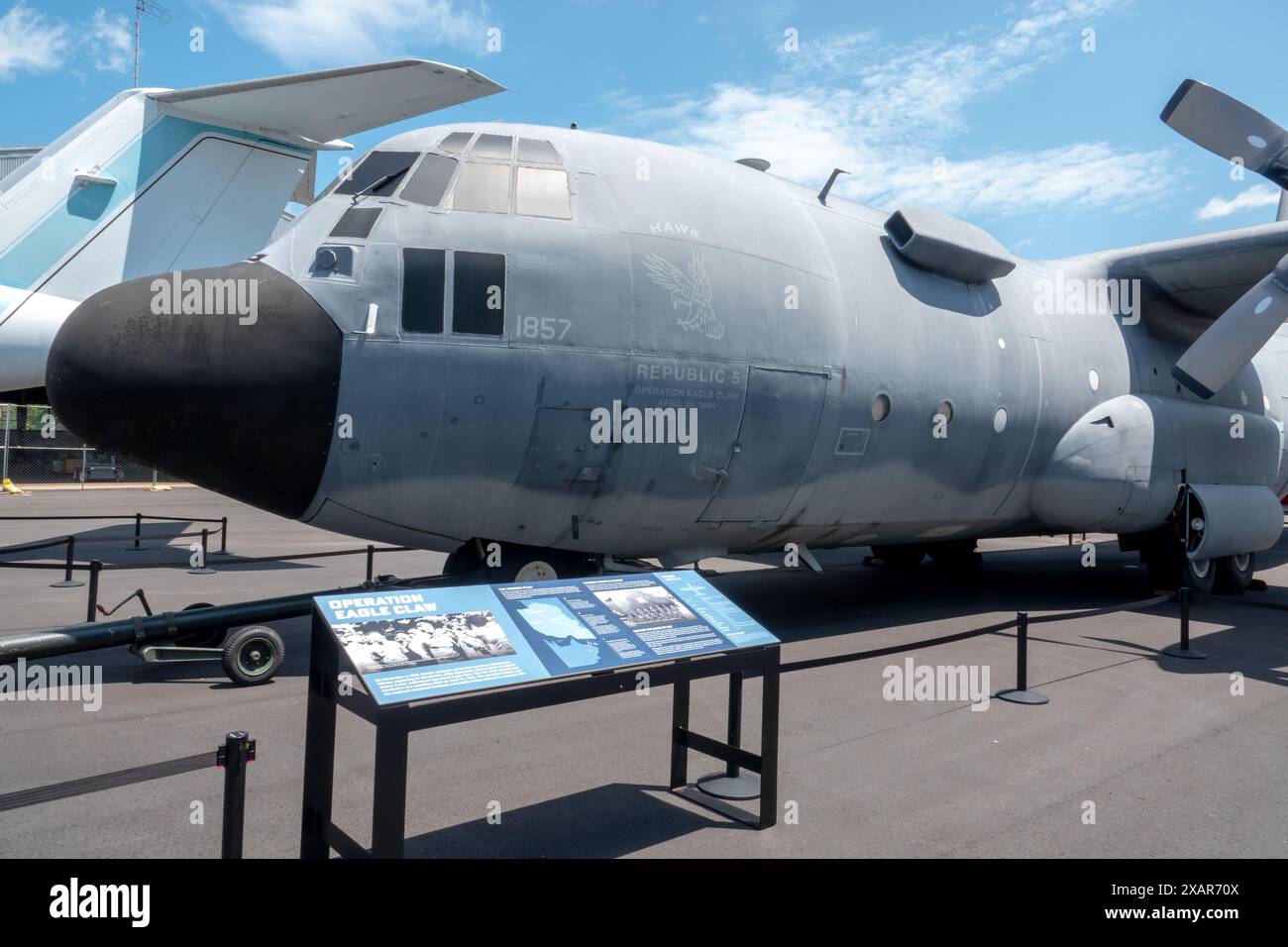 Un avion cargo EC-130E qui a participé à l'opération Eagle Claw, la tentative ratée de 1980 pour sauver le personnel de l'ambassade des États-Unis pris en otage en Iran. Banque D'Images