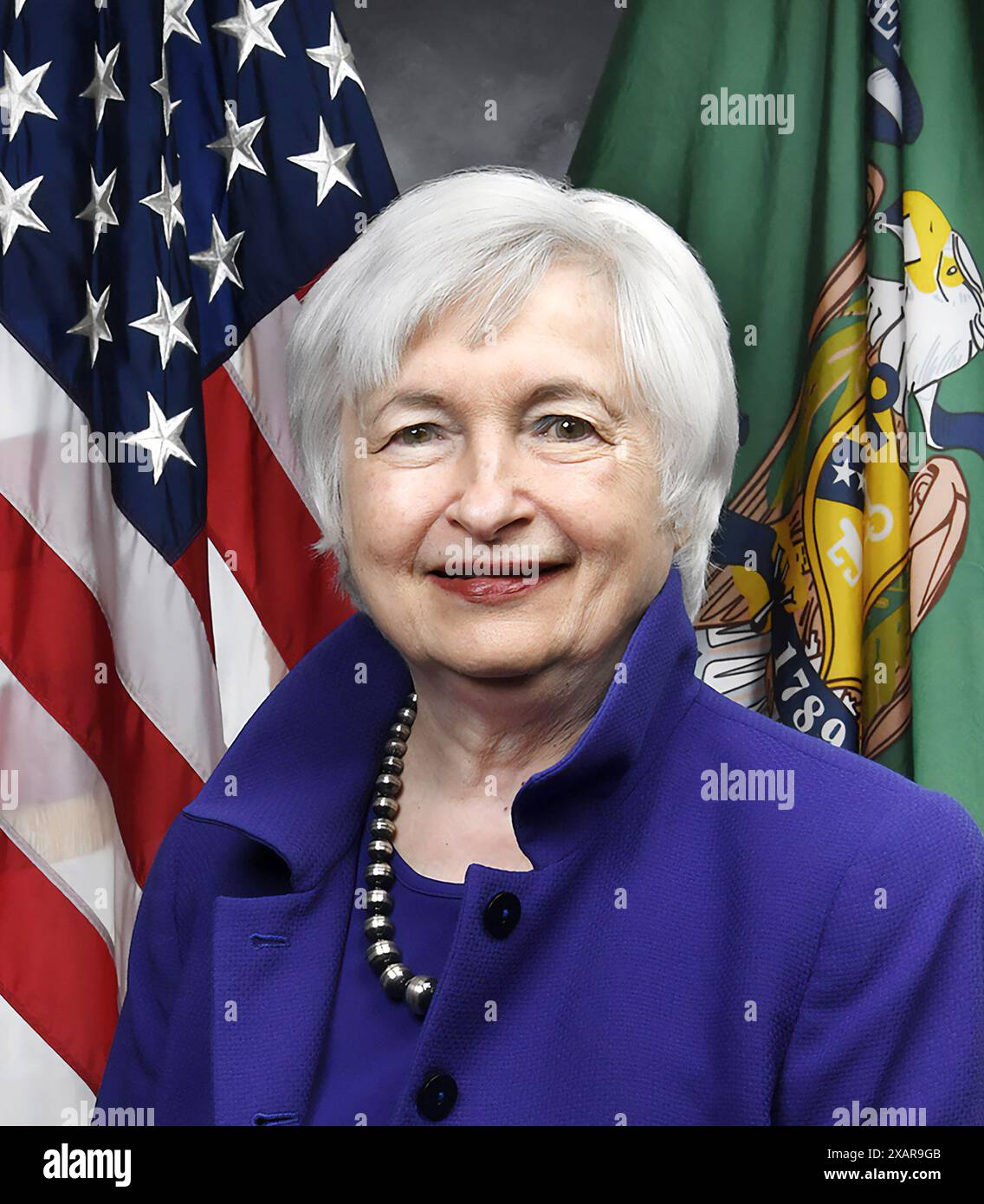 Janet Yellen. Portrait de la secrétaire au Trésor des États-Unis, Janet Louise Yellen (née en 1946), portrait officiel, 2021 Banque D'Images
