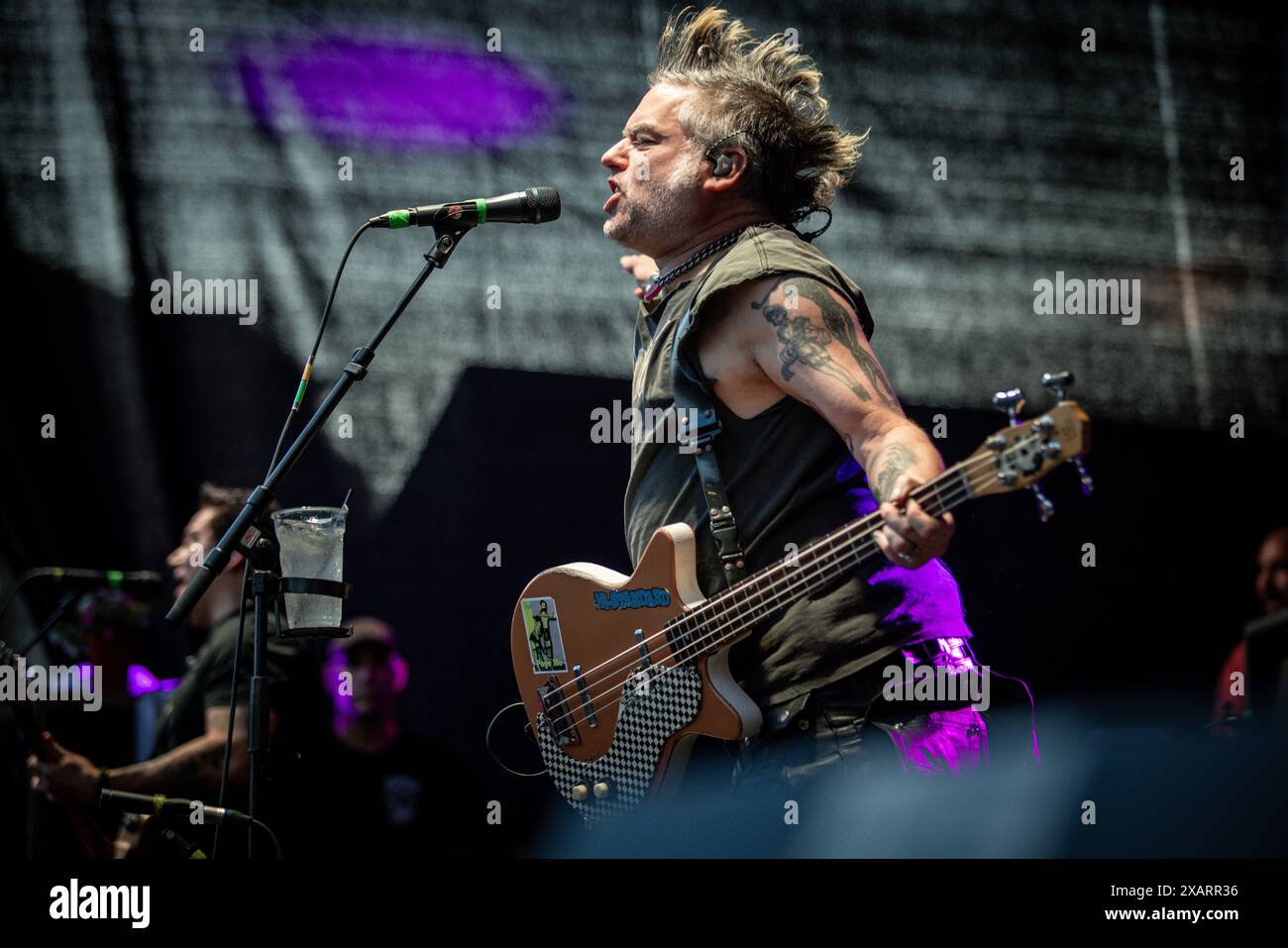 Augsbourg, Allemagne. 07/06/2024. FAT Mike performe au concert NOFX Punk in drublic : Lasst Tour 2024. 40 Years, 40 Cities, 40 Songs x Day - le groupe punk emblématique NOFX a livré une performance inoubliable à Augsbourg dans le cadre de sa tournée d'adieu. Crédit : Valerio Agolino / Alamy Live News Banque D'Images