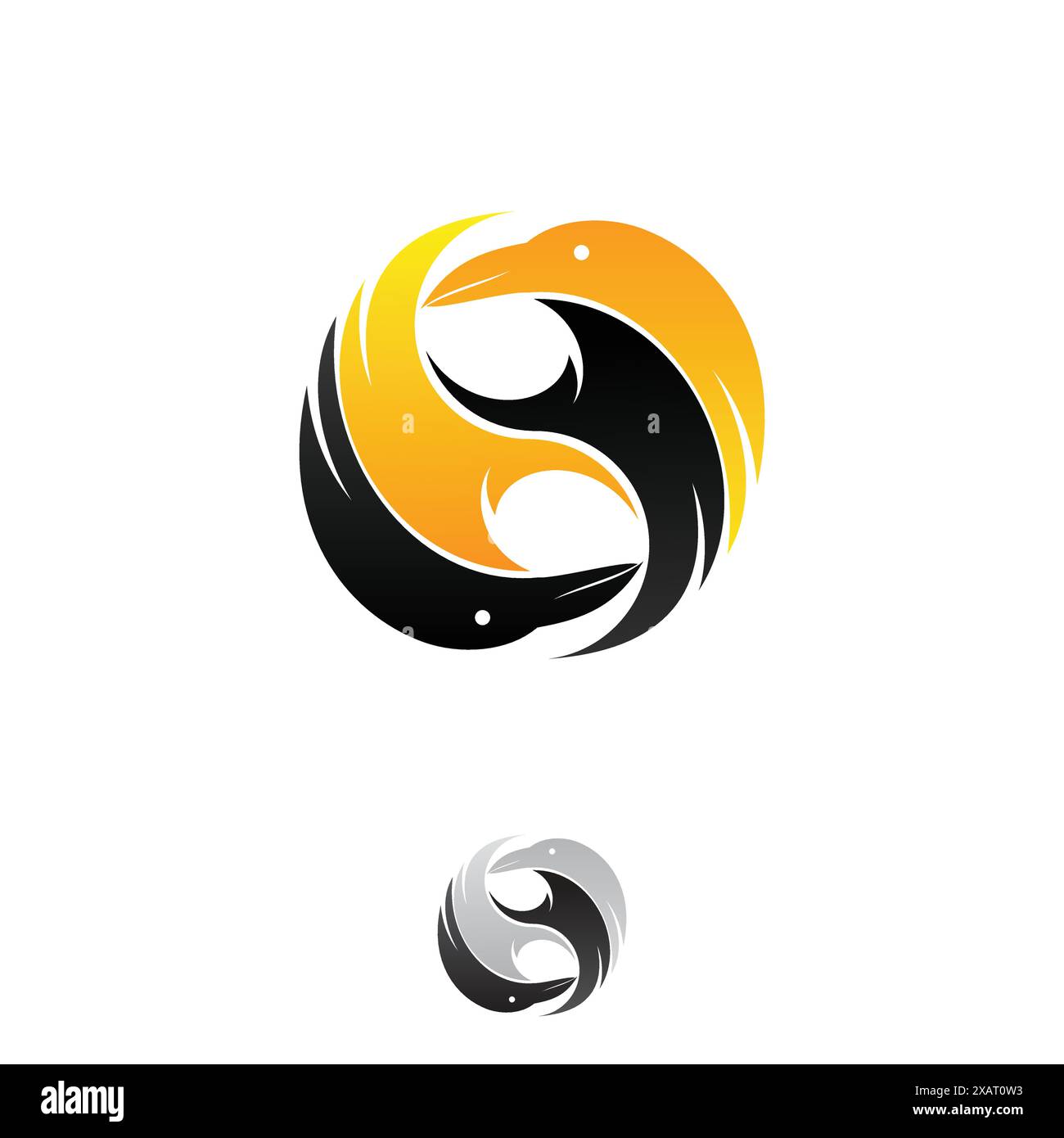Silhouette Raven logo Shape Yin Yang icône vectorielle pour le symbole de la société commerciale. Illustration vectorielle Illustration de Vecteur