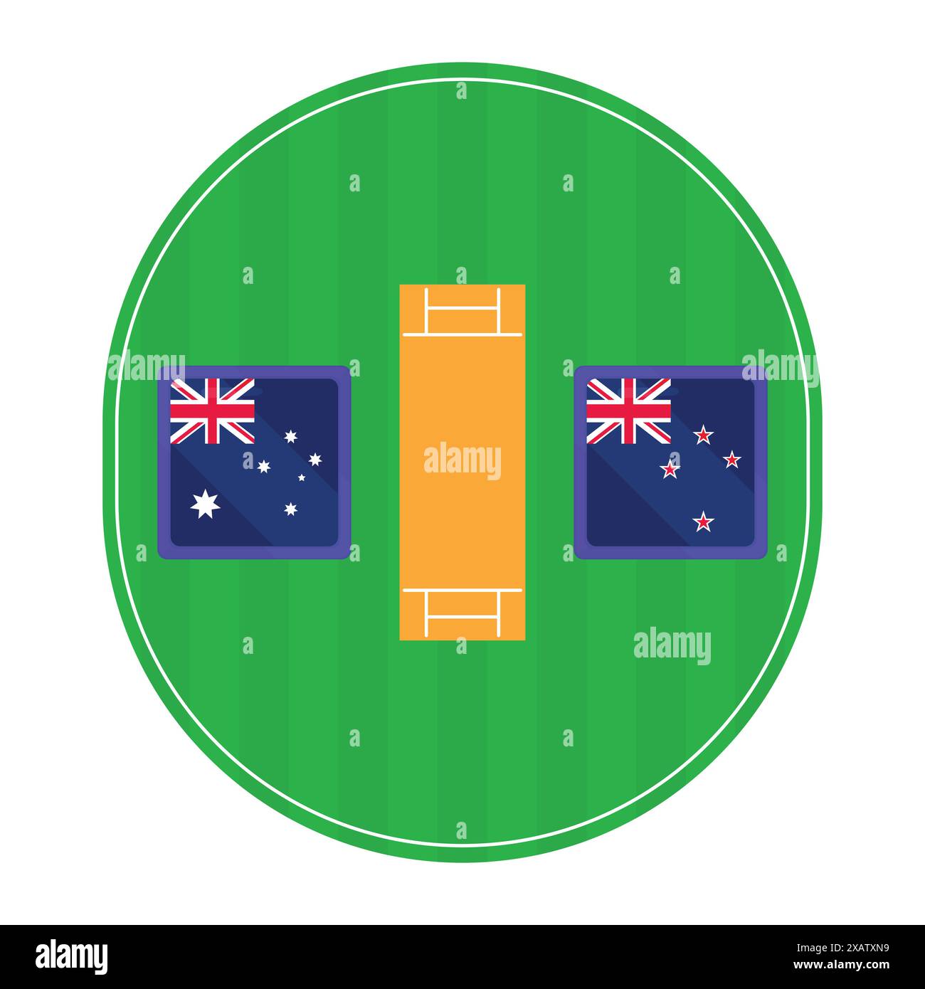Australie vs Nouvelle-Zélande Cricket match Vector. Vecteur de match de cricket sur le stade au sol Illustration de Vecteur