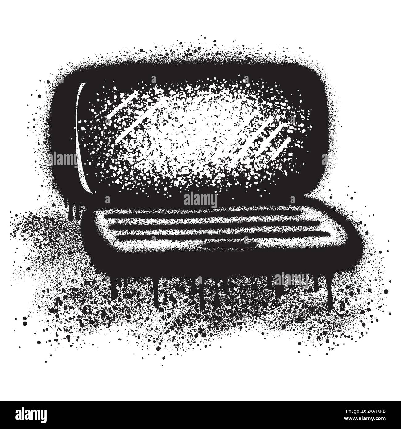 Ordinateur portable Graffiti peint au pistolet isolé avec un fond blanc. Vectoriel design Street SPE 10. Illustration de Vecteur