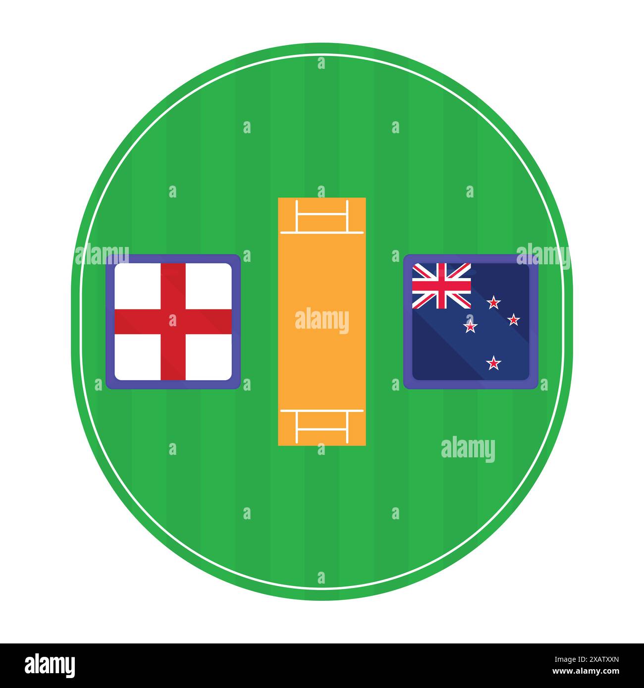 Angleterre vs Nouvelle-Zélande Cricket match Vector. Vecteur de match de cricket sur le stade au sol Illustration de Vecteur