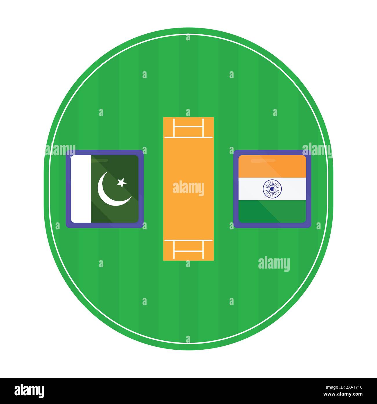 Pakistan vs Inda Cricket match Vector. Rivalité entre l'équipe de cricket IND et PAK. Vecteur de match de cricket sur le stade au sol. Pakistan vs Inde Illustration de Vecteur