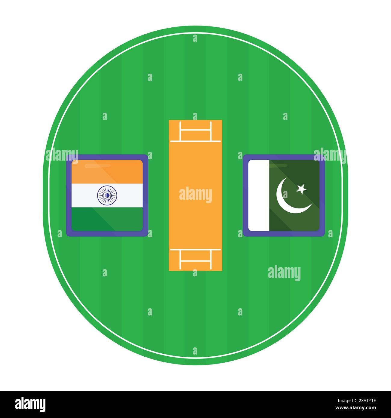 Pakistan vs Inda Cricket match Vector. Rivalité entre l'équipe de cricket IND et PAK. Vecteur de match de cricket sur le stade au sol. Pakistan vs Inde Illustration de Vecteur
