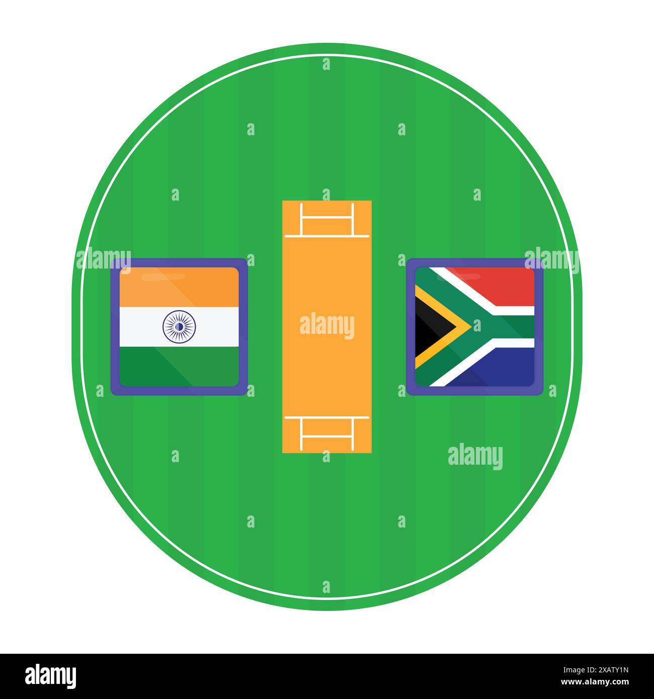 Inde vs Afrique du Sud Cricket match Vector. Vecteur de match de cricket sur le stade au sol Illustration de Vecteur