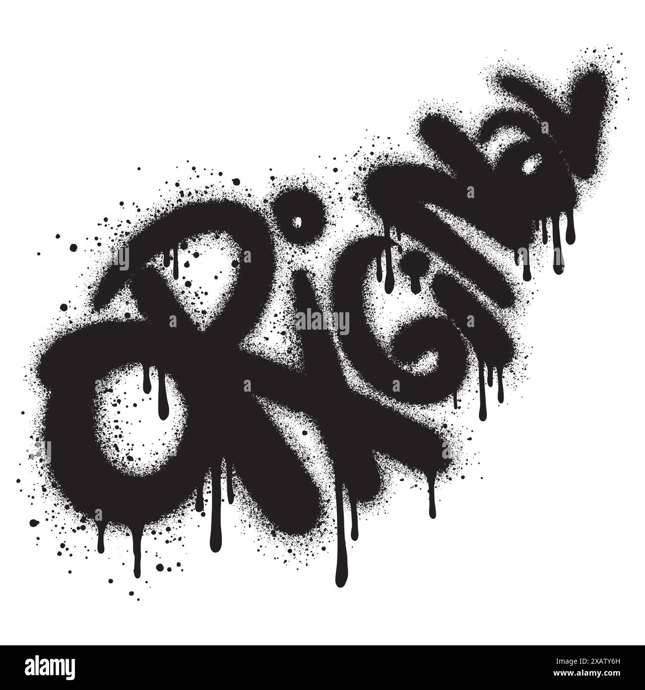 Graffiti texte original pulvérisé en noir sur blanc. Illustration de Vecteur