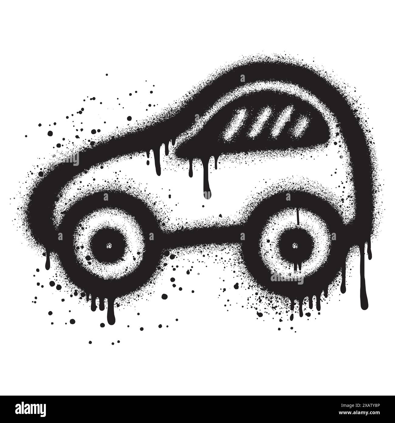 Voiture Graffiti peinte au pistolet isolée avec un fond blanc. SPE 10. Illustration de Vecteur