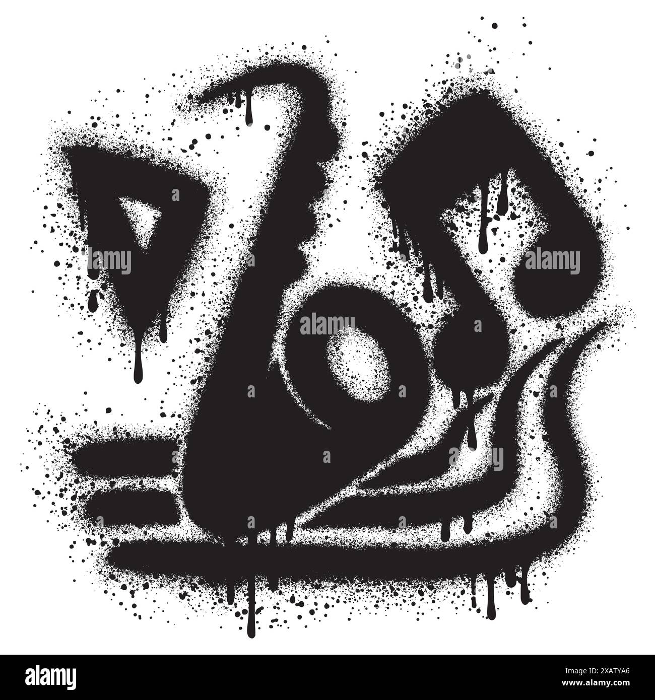 Icône de saxophone Graffiti peint au pistolet isolé avec un fond blanc. Illustration de Vecteur