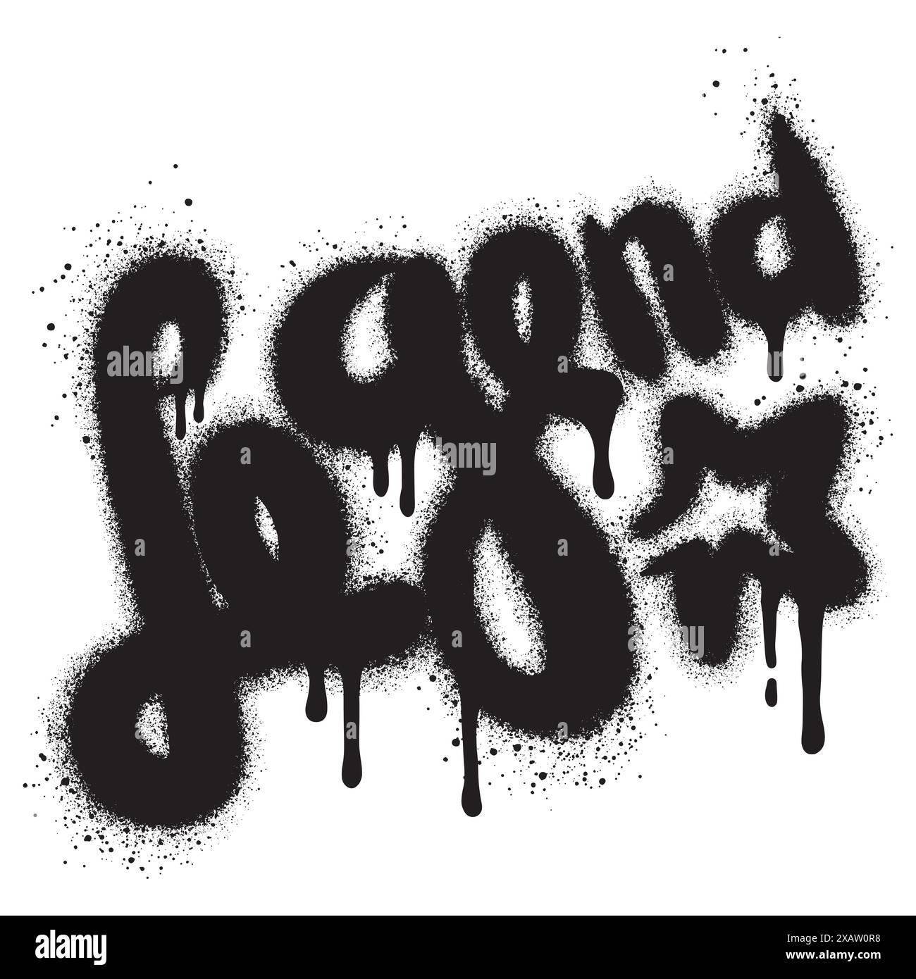 texte de légende graffiti pulvérisé en noir sur blanc. Illustration de Vecteur