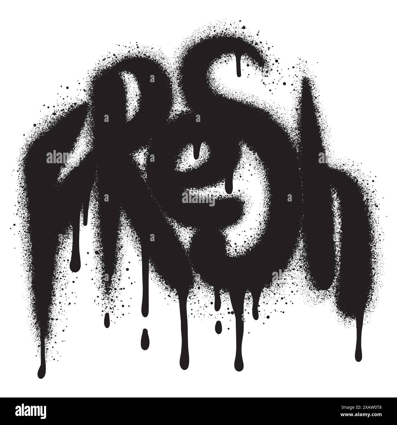 Pulvérisé Graffiti Fresh Word pulvérisé isolé avec un fond blanc. Illustration vectorielle. Illustration de Vecteur