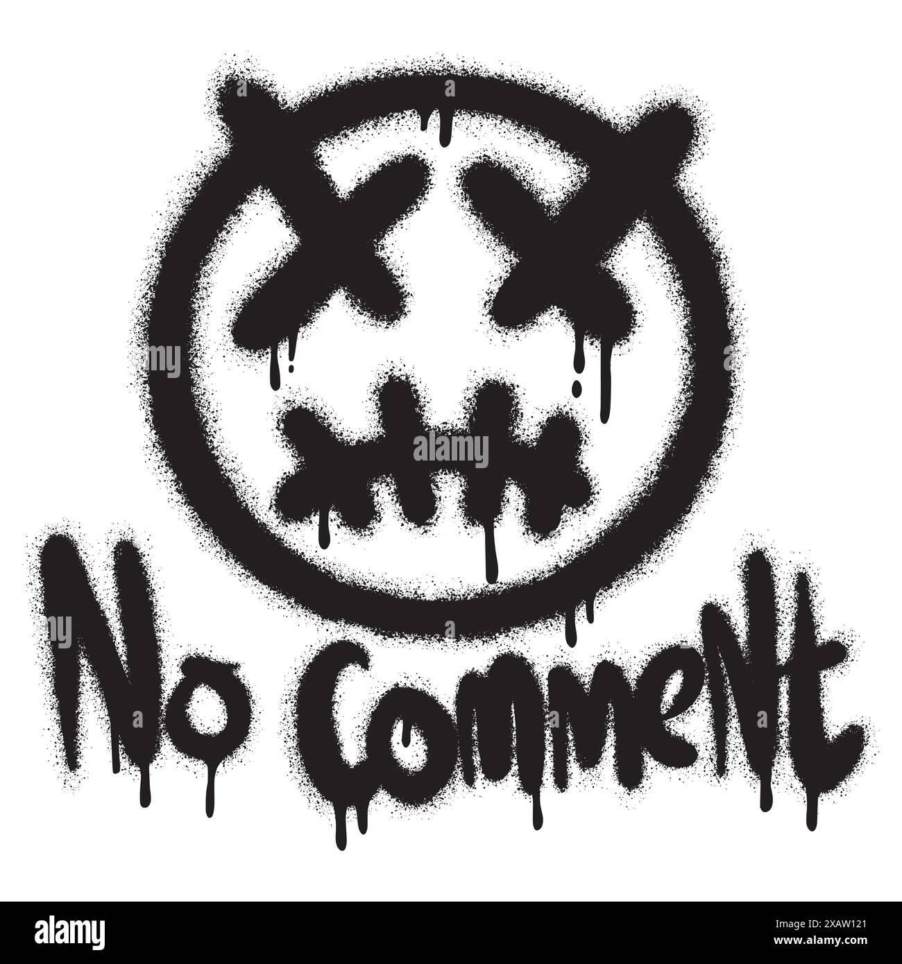 Graffiti Spray Paint Speechless Emoticon. Aucun commentaire symbole pour les éléments de conception, les sites Web, la conception de T-shirt et l'application Illustration de Vecteur