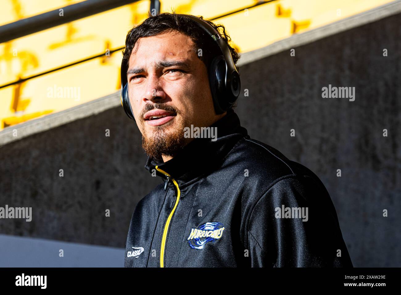 Wellington, Nouvelle-Zélande, 8 juin 2024. Hurricanes devant le Centre Billy Proctor regarde avant le match des Hurricanes et des Melbourne Rebels au Sky Stadium le 8 juin 2024 à Wellington, Nouvelle-Zélande. Crédit : James Foy/Speed Media/Alamy Live News Banque D'Images