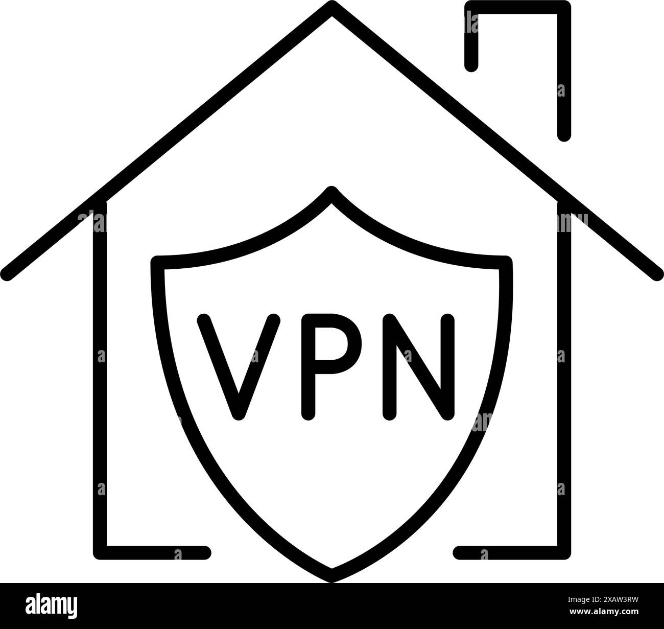 Internet domestique sécurisé. Protection du réseau VPN. Icône Maison et bouclier. Pixel Perfect, icône de vecteur de contour modifiable Illustration de Vecteur