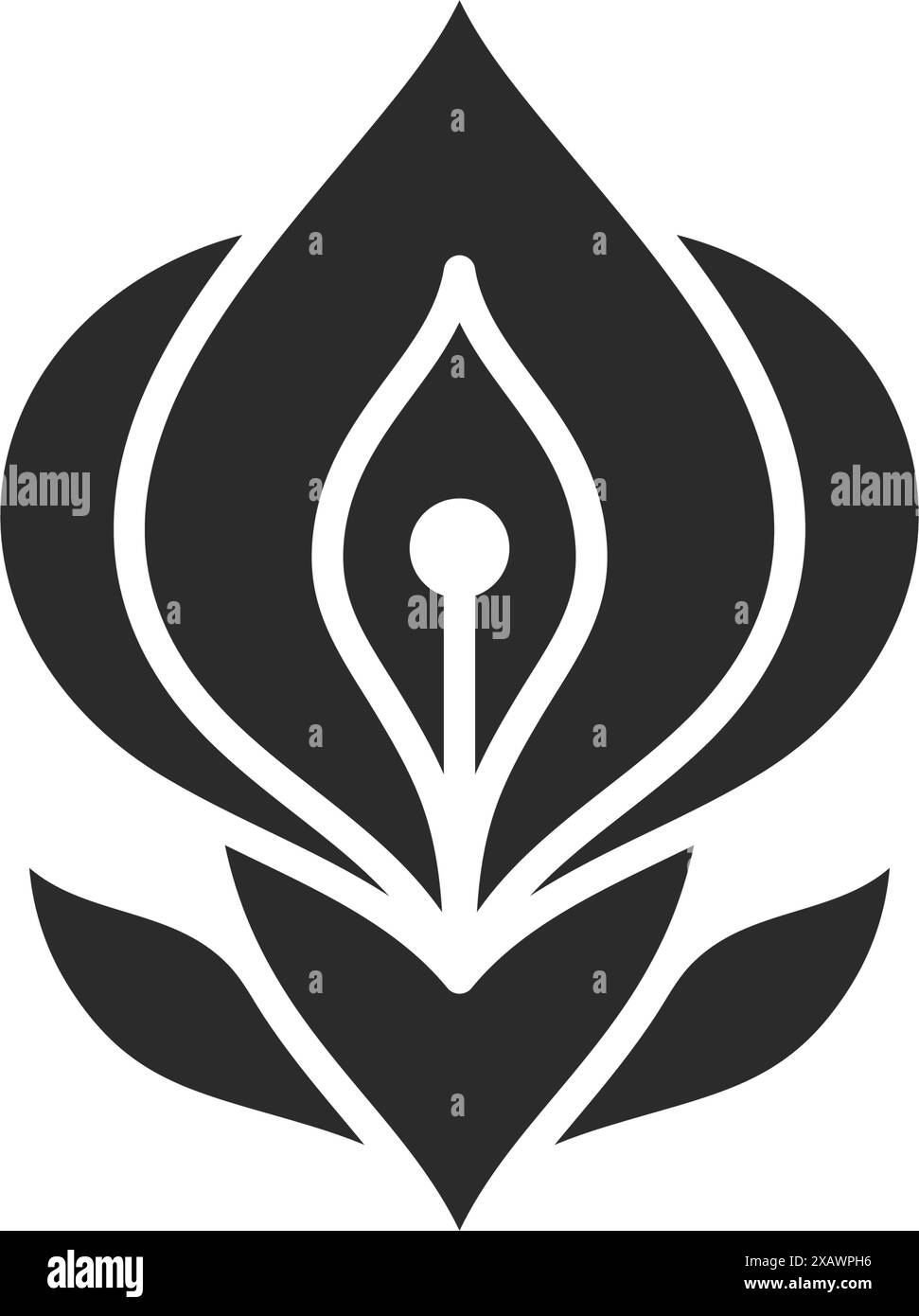 Illustration vectorielle de bouton de fleur de lis et de pétales silhouette. Dessin de style boho pour modèle d'impression d'affiche d'art mural. Conception de concept botanique. Illustration de Vecteur