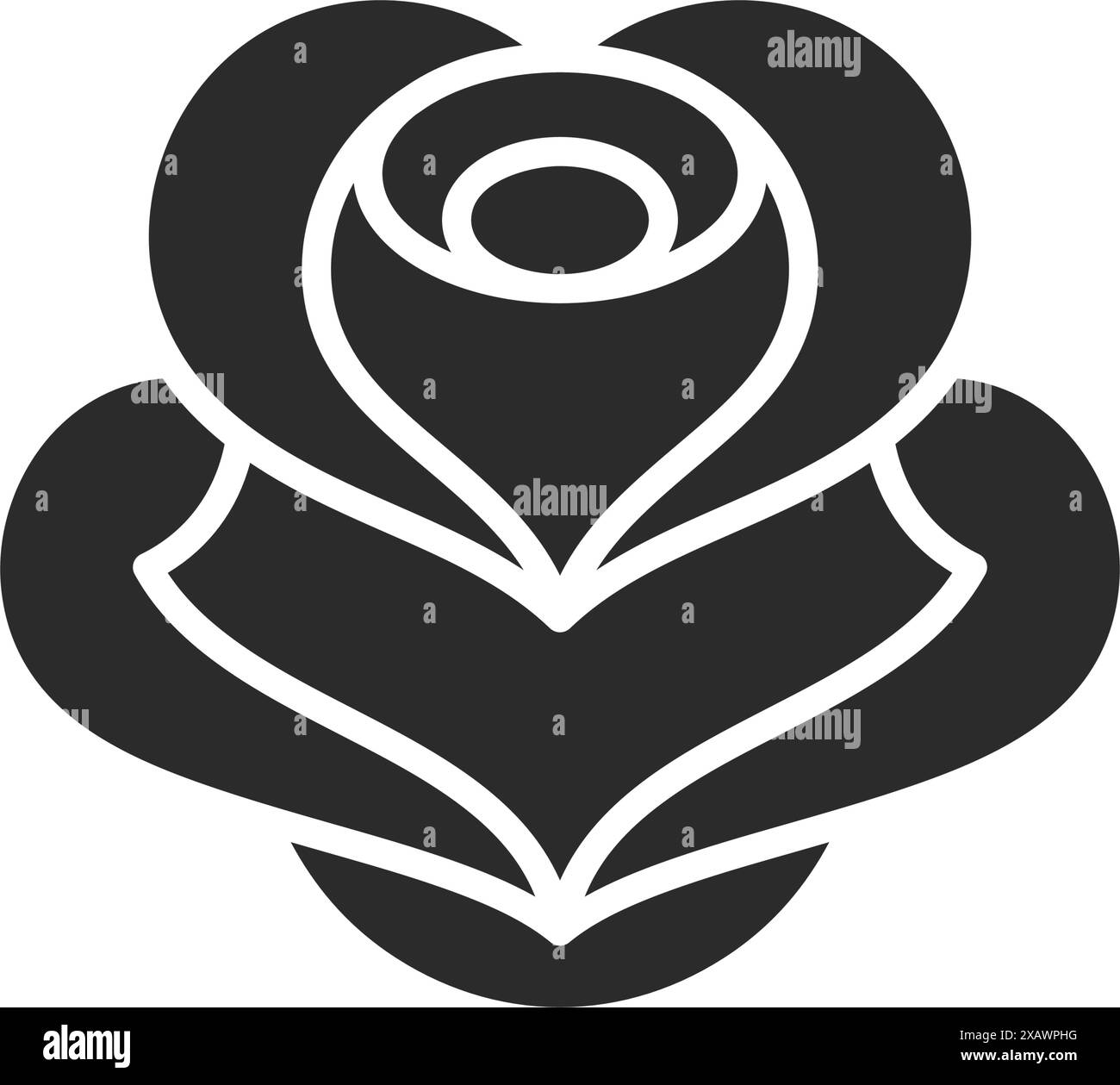 Illustration vectorielle de bouton de fleur de rose et de pétales silhouette. Dessin de style boho pour modèle d'impression d'affiche d'art mural. Conception de concept botanique. Illustration de Vecteur