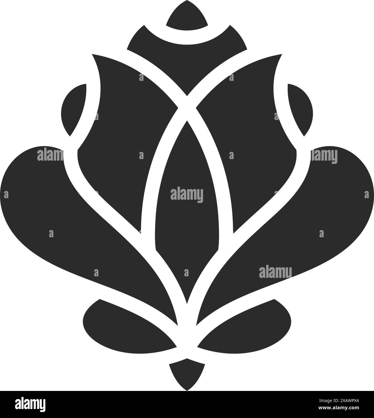 Illustration vectorielle de bouton de fleur de rose et de pétales silhouette. Dessin de style boho pour modèle d'impression d'affiche d'art mural. Conception de concept botanique. Illustration de Vecteur