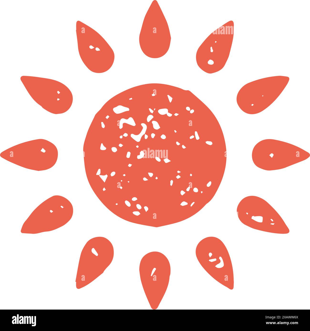 Cercle brillant rouge soleil entouré de poutres vacances d'été symbole grunge texture vector illustration. Isolation lumineuse et naturelle ensoleillée pour l'éclairage du ciel Illustration de Vecteur