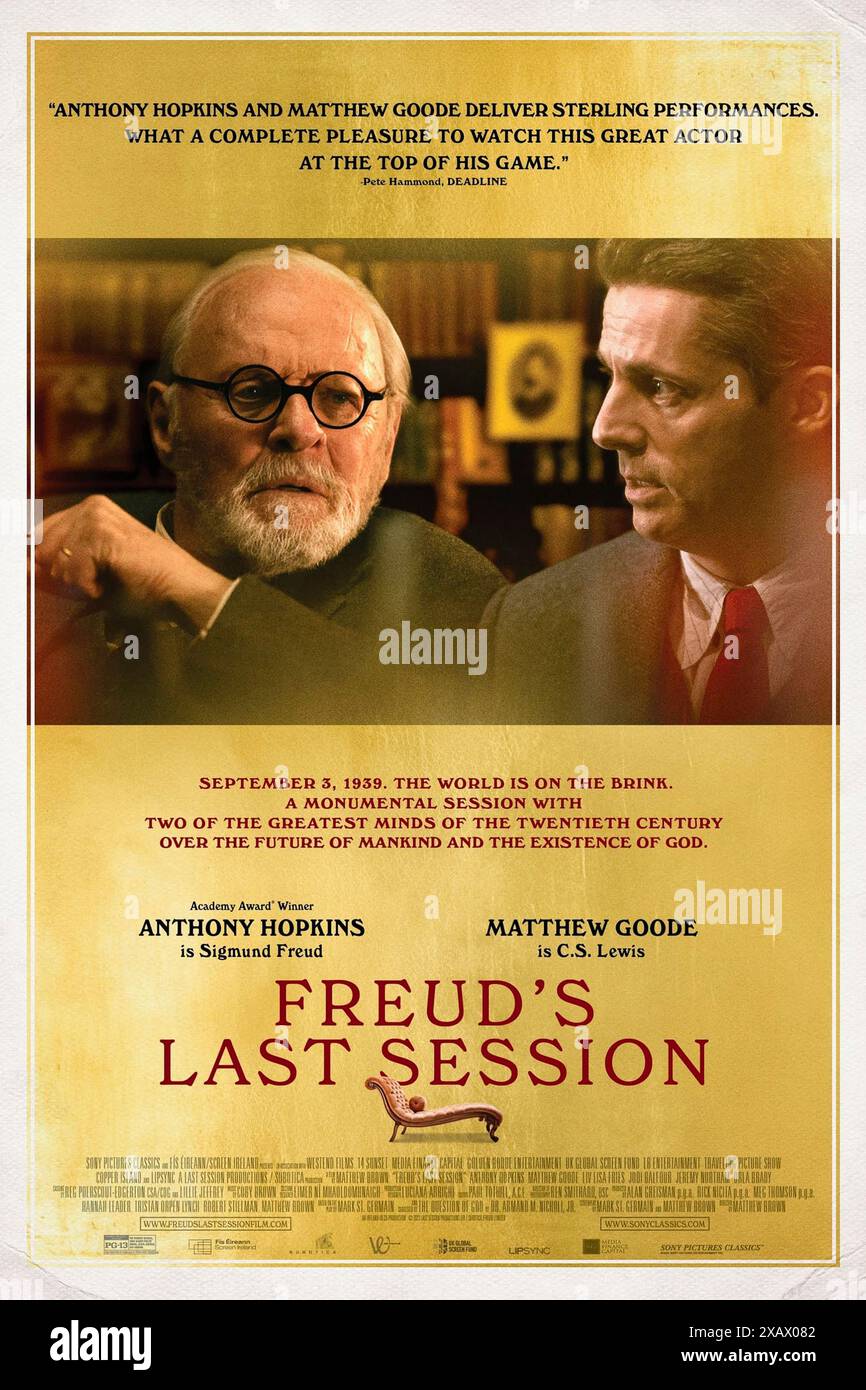 Freud's Last session (2023) réalisé par Matt Brown et mettant en vedette Anthony Hopkins, Matthew Goode et Liv Lisa Fries. Freud invite C.S. Lewis à débattre de l'existence de Dieu, de sa relation unique avec sa fille et de la relation non conventionnelle de Lewis avec la mère de son meilleur ami. Affiche US One Sheet ***USAGE ÉDITORIAL SEULEMENT***. Crédit : BFA / Sony Pictures Classics Banque D'Images